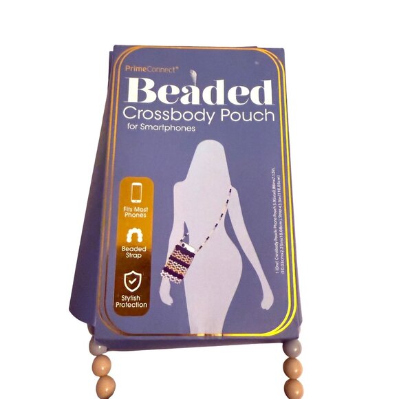 PrimeConnect Beaded Crossbody Pouch Smartphones Blue Gray Boho Y2K Phone Fashion - Picture 12 of 16